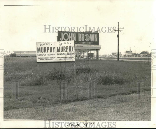 1970 Press Photo Campaign Signs scattered in West Bank roadside - noc57021 - Historic Images