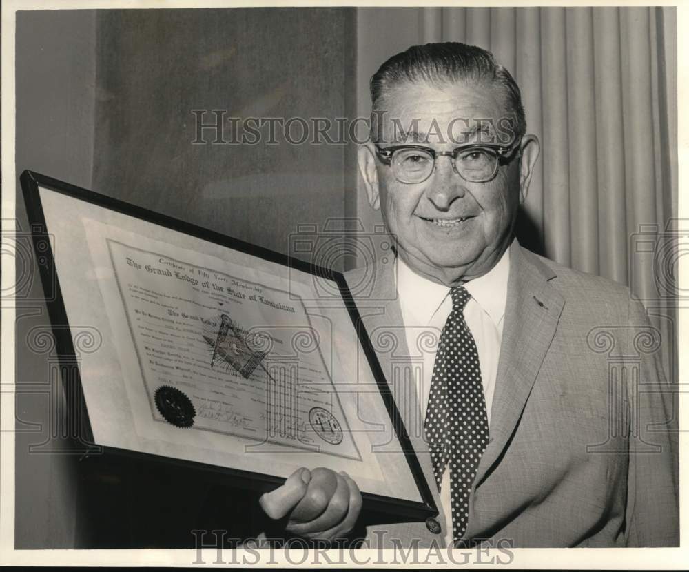 Darmond E. Weil, Awarded his 50th Year Certificate as a Mason - Historic Images