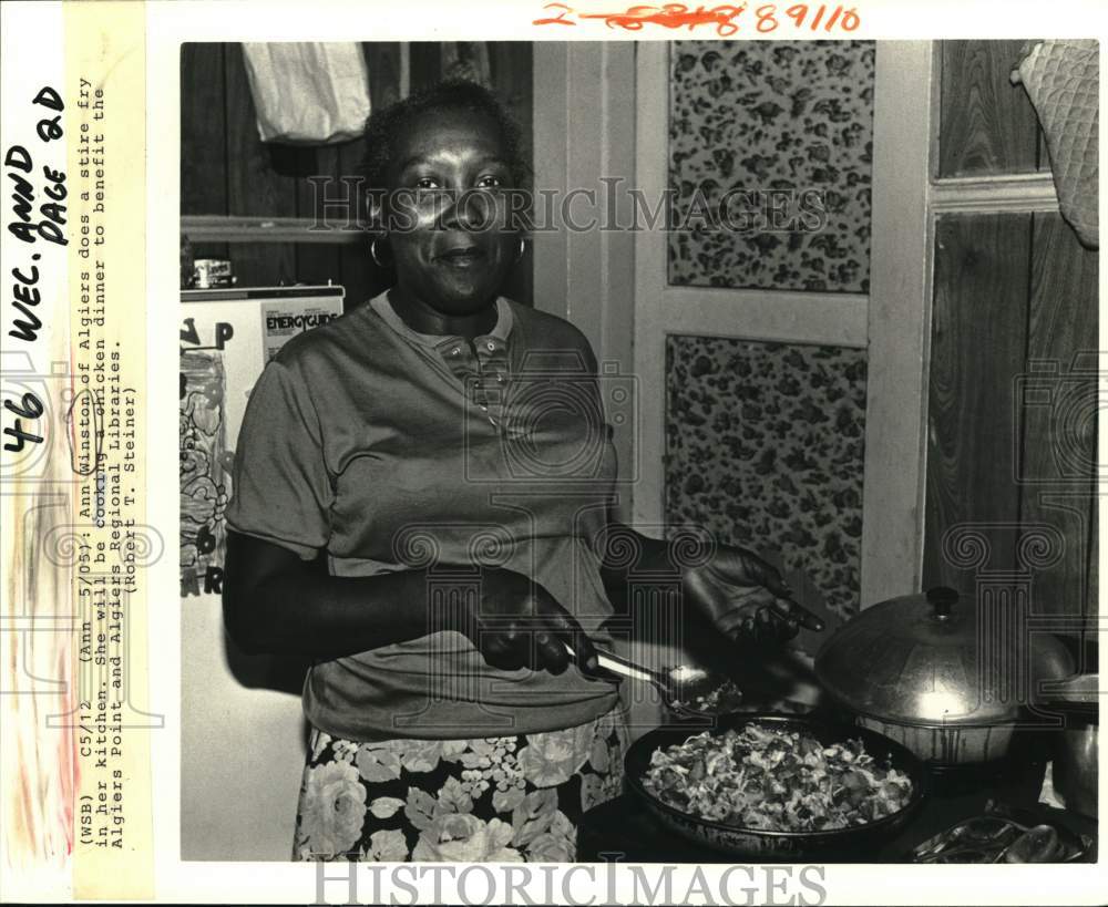 1988 Ann Winston preparing a chicken dinner- Algiers Library Benefit - Historic Images