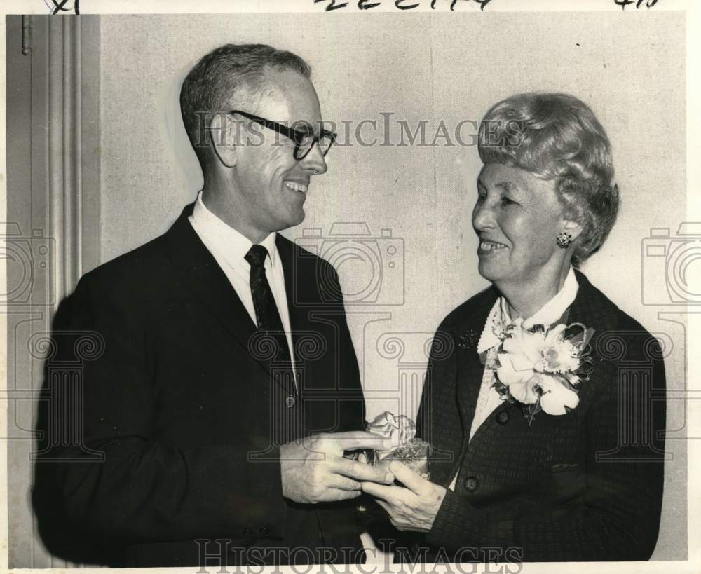 1969 Hilda Klund honored by Al Werner Jr.- Credit Men&#39;s Association - Historic Images