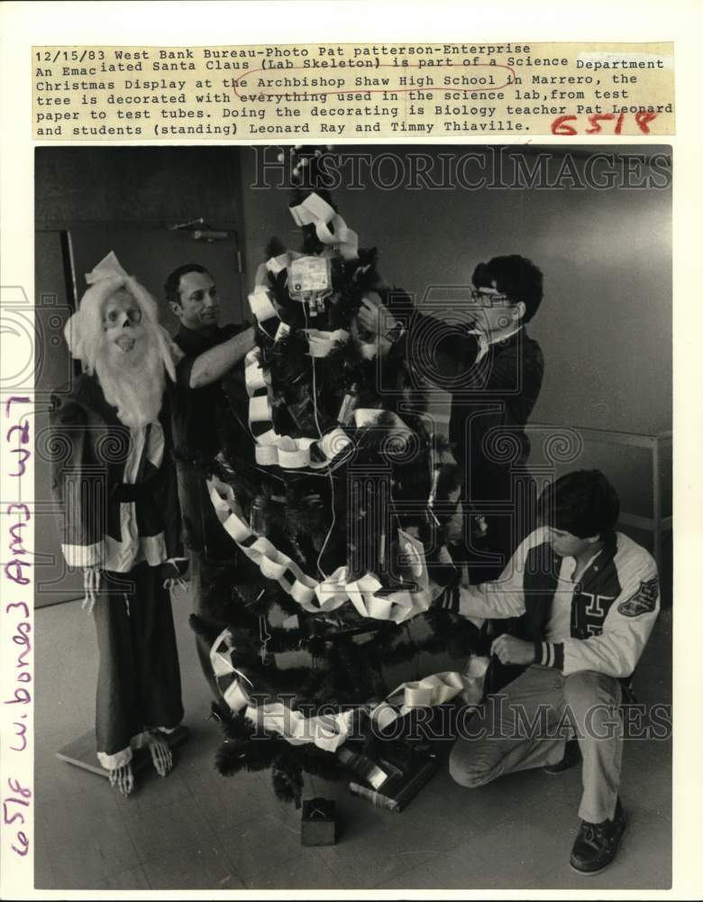 1983 Christmas decorations at the Archbishop Shaw High School - Historic Images