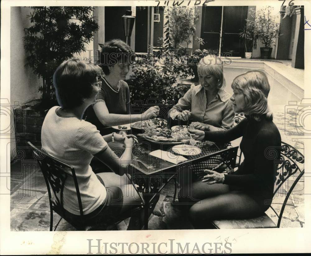 1973 Press Photo Four ladies enjoy salads after workout. - noc58355 - Historic Images