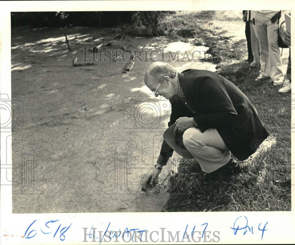 1983 Press Photo Secretary of Interior James Watt looks at swamp in Norco - Historic Images