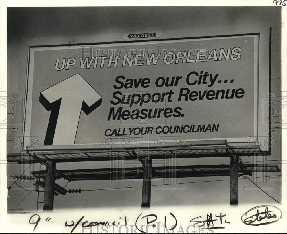 1978 &quot;Up With New Orleans&quot; Billboard sign in New Orleans - Historic Images