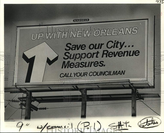 1978 "Up With New Orleans" Billboard sign in New Orleans - Historic Images