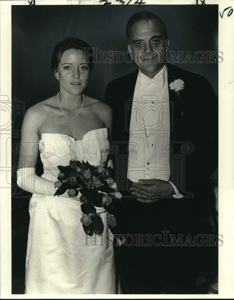 1978 Edward Simmons &amp; daughter Mary at Debutante Club ball - Historic Images