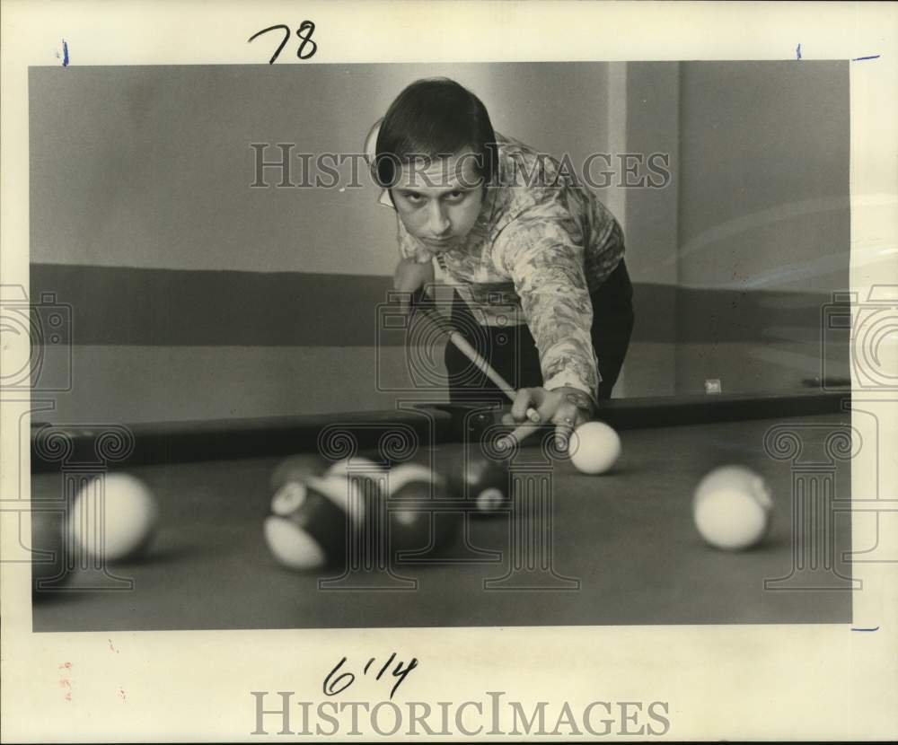 1976 Press Photo UNO&#39;s Randy Vicknair- shooting for national title. Pool - Historic Images