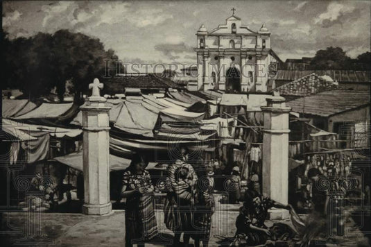 "Market Day in Chichicastenango" oil painting by Alan Flattman - Historic Images