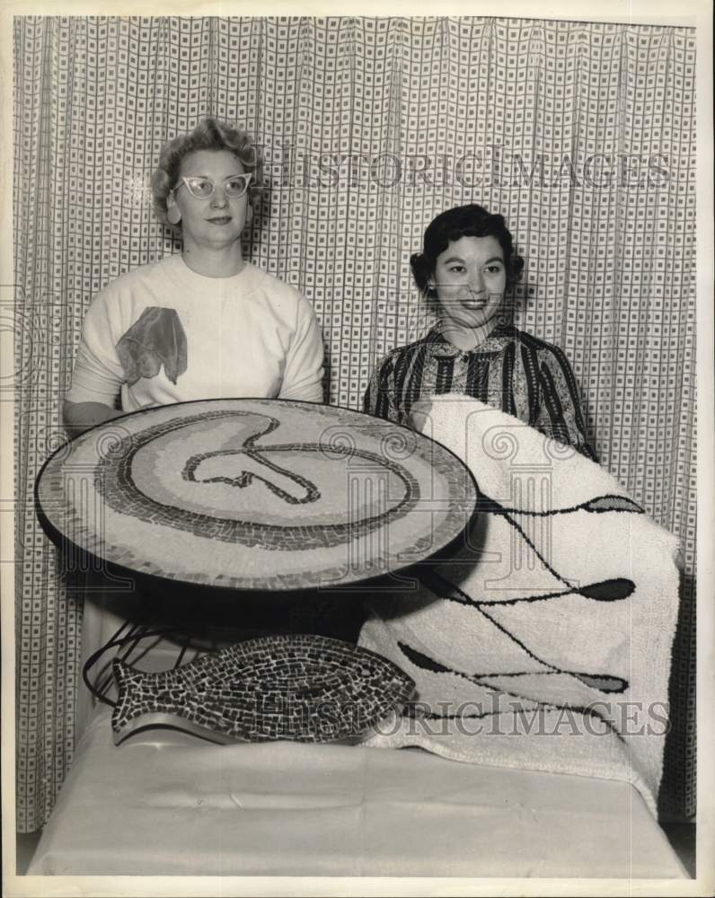 Mrs. Reyam Sherman &amp; Mrs. Wilburn Akers showing their work - Historic Images