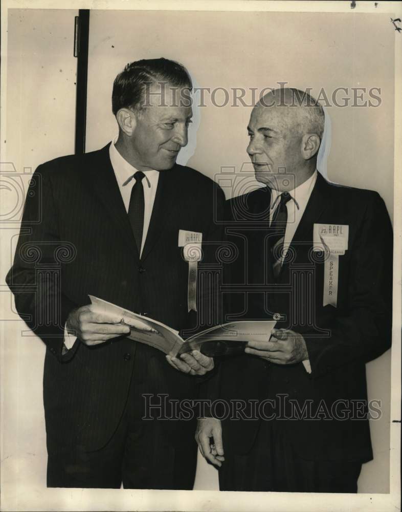 1967 William Spencer &amp; Robert Woodul discuss Petroleum convention - Historic Images