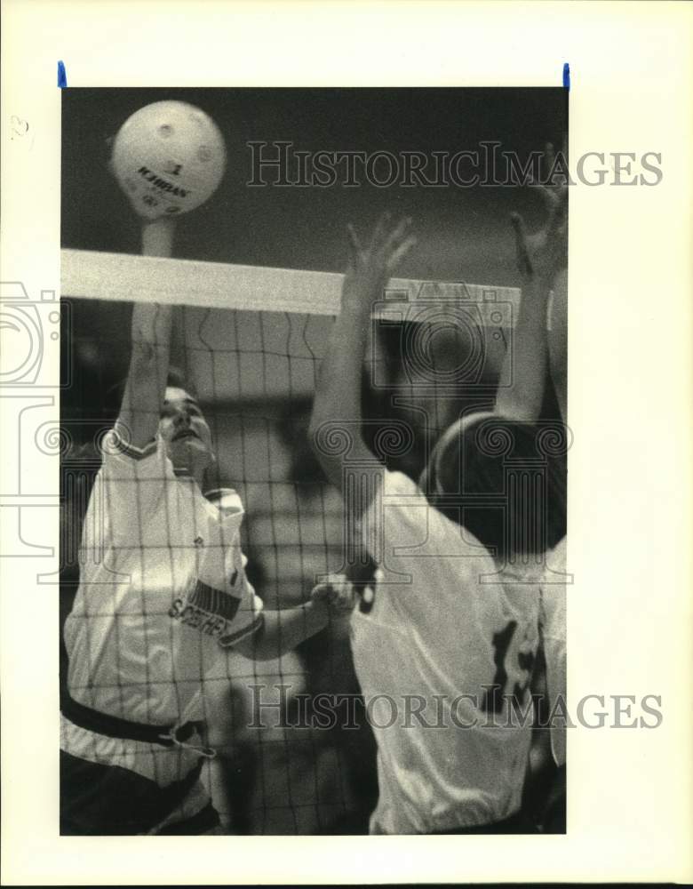 1990 Press Photo Scene from the Sacred Heart versus Newman Volleyball game - Historic Images