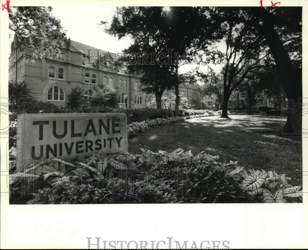 1995 Press Photo Exterior of Tulane University viewed from St. Charles Avenue - Historic Images