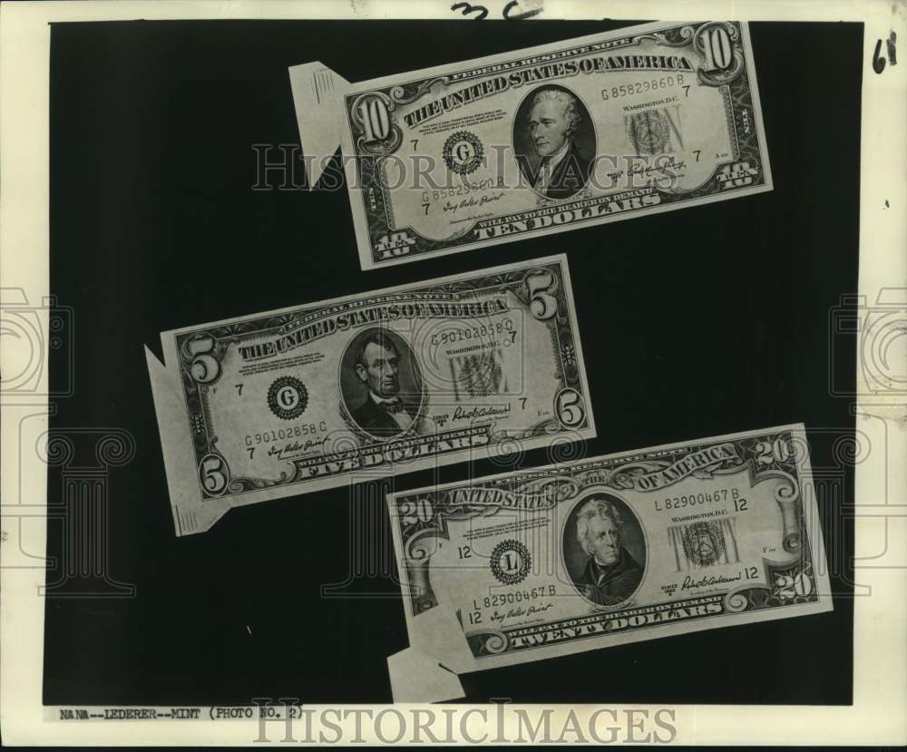 1965 Imperfectly cut bills worth more than face value - Historic Images