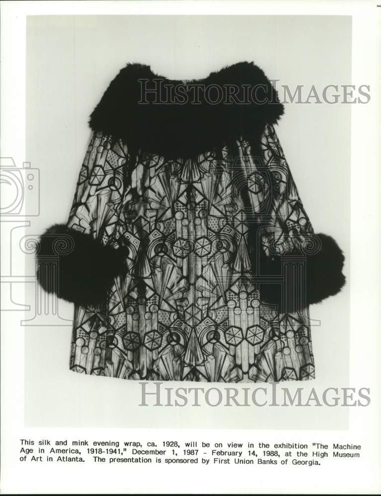 1988 Fashion circa 1928 features this silk and mink evening wrap - Historic Images