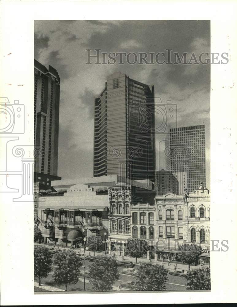 1984 Architect&#39;s rendering depicts Hotel Meridien on Canal Street - Historic Images