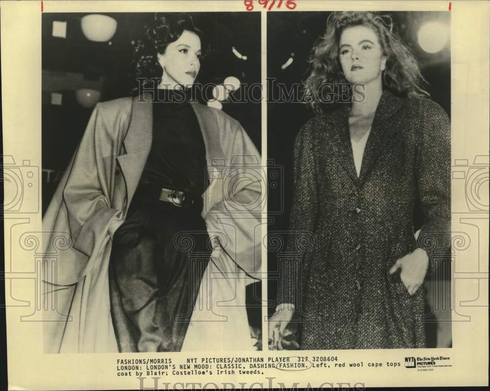 1986 Red wool cape tops by Blair and Costelloe&#39;s Irish tweeds - Historic Images