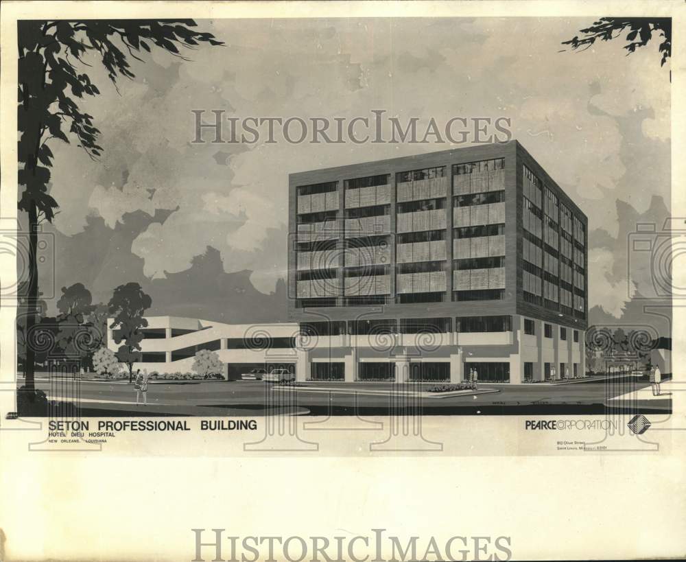 1974 Architect&#39;s sketch of Seton Square building of Hotel Dieu-Historic Images