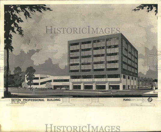 1974 Architect's sketch of Seton Square building of Hotel Dieu-Historic Images