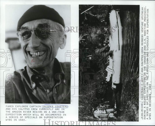 1982 Captain Jacques Cousteau and Calypso crew during expedition-Historic Images