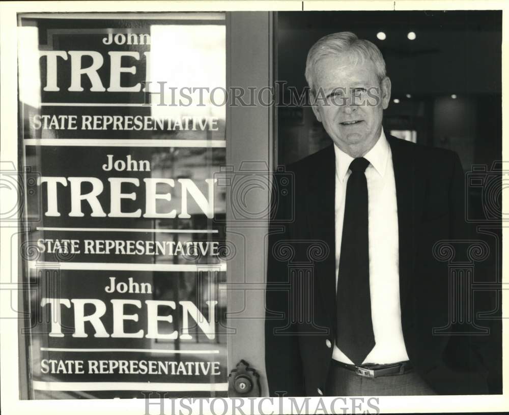 1989 Press Photo John Treen at his campaign headquarters in Old Metairie - Historic Images