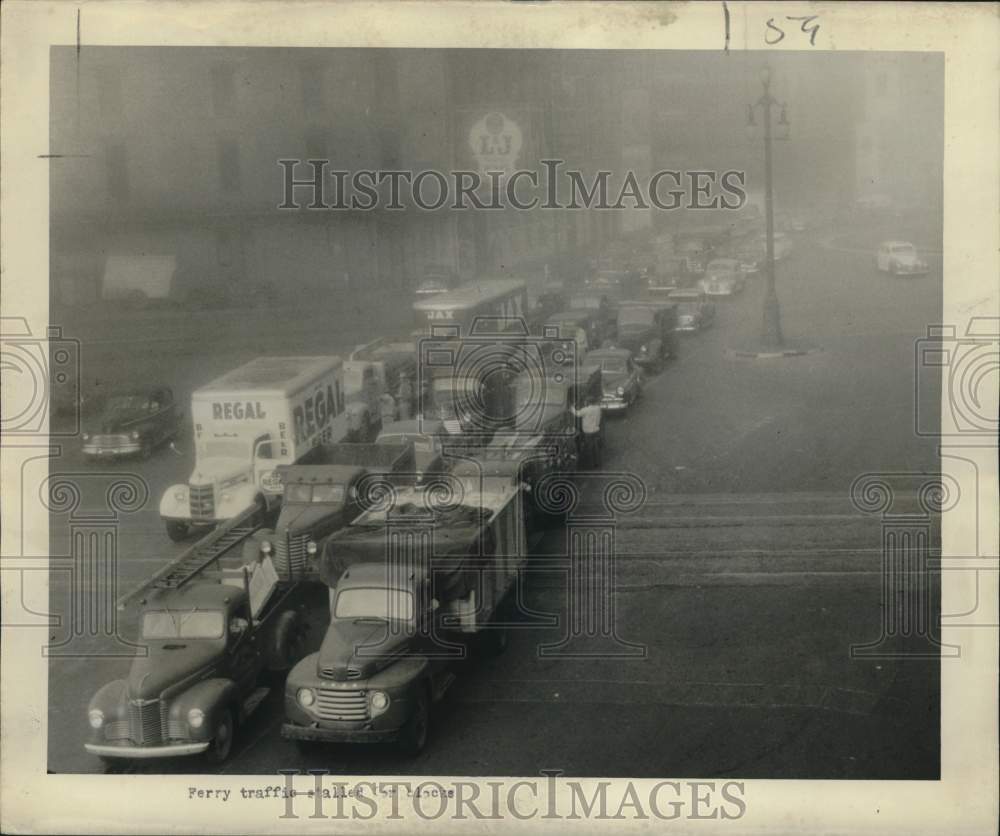 1956 Press Photo Fog slowed traffic in New Orleans - Historic Images