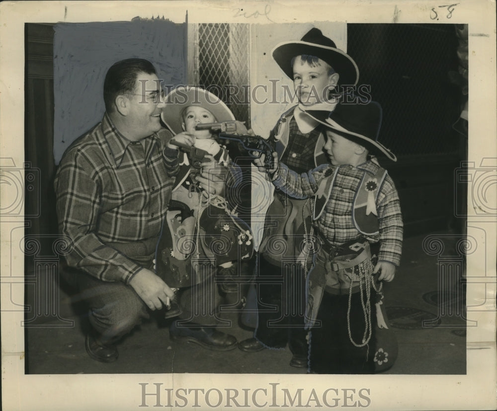 1949 Father and Sons Dressed as Cowboys, Mardi Gras, New Orleans - Historic Images