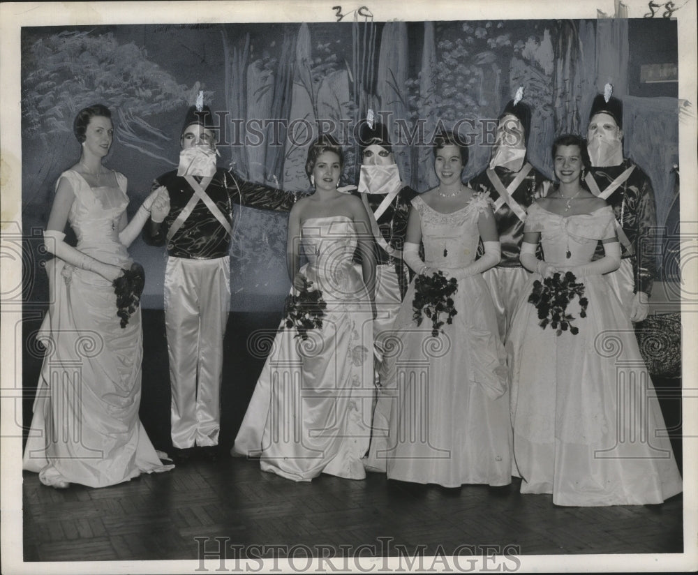 1958 Couples in Twelfth Night, Mardi Gras, New Orleans  - Historic Images