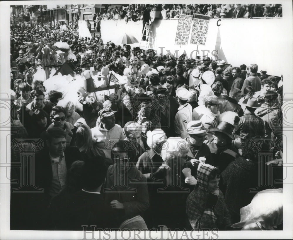 1969 Crowd of Maskers and No - Historic Images