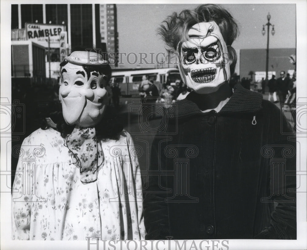 1969 Couple with Masks for Mardi Gras, New Orleans  - Historic Images