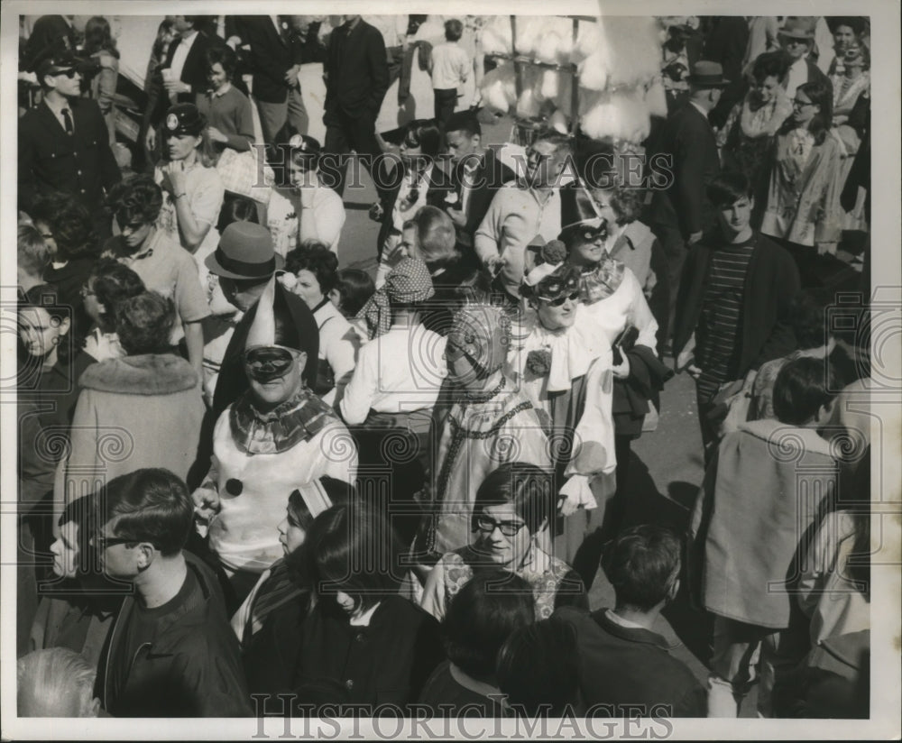 1968 Mardi Gras crowd in unique costumes  - Historic Images