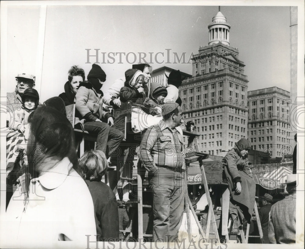 1967 Crowds of people sitting during Mardi Gras in New Orleans - Historic Images