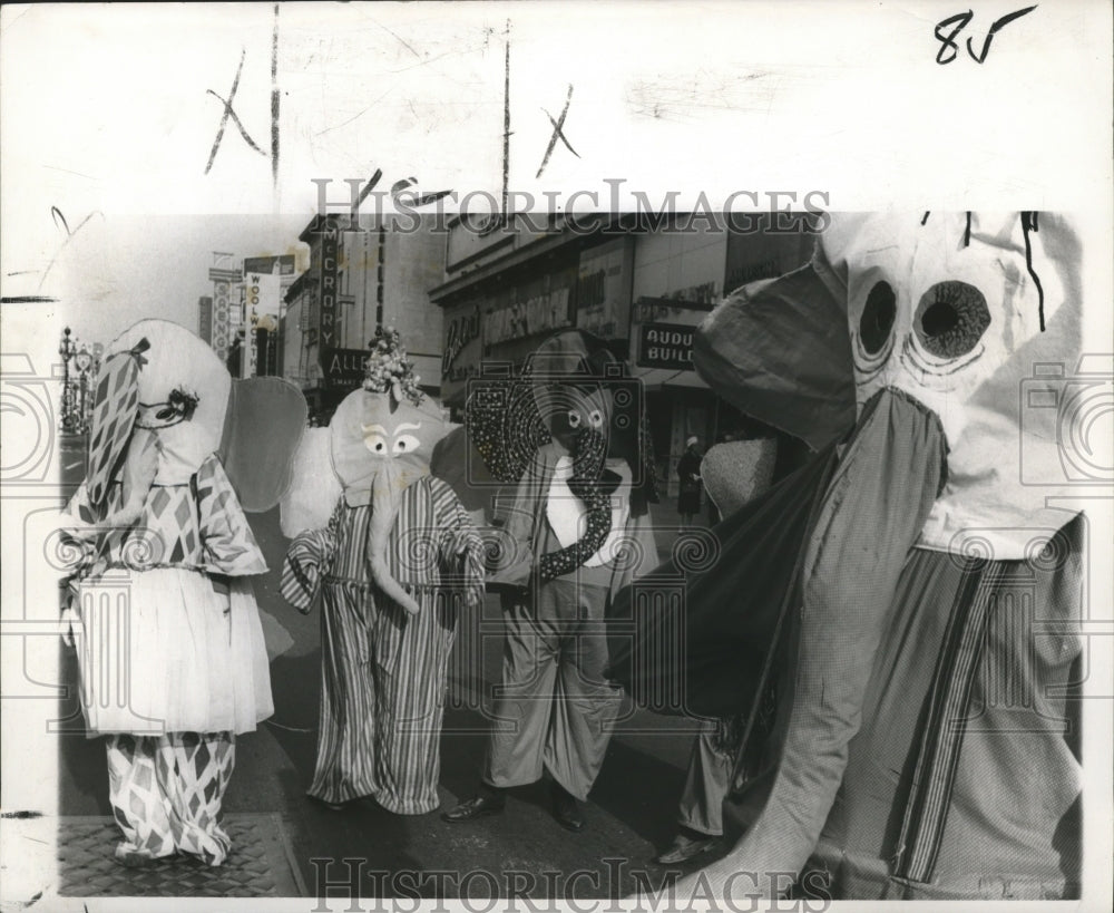 1967 People dressed as elephants during Mardi Gras in New Orleans - Historic Images