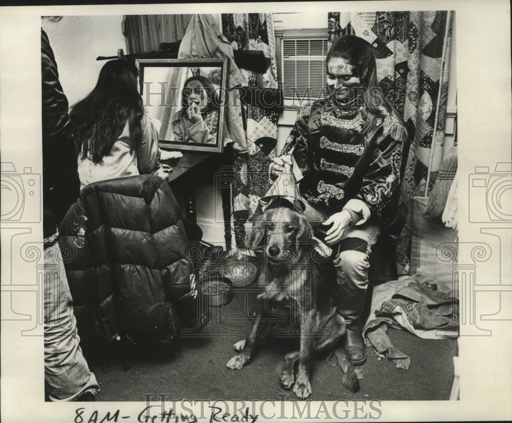 1978 group and their dog getting ready for Mardi Gras in New Orleans - Historic Images