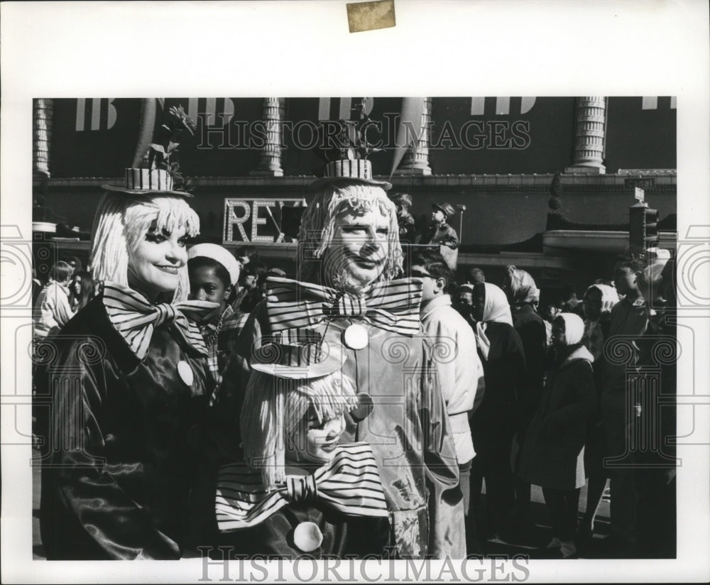 1970 clowns in a crowd at Mardi Gras in New Orleans  - Historic Images