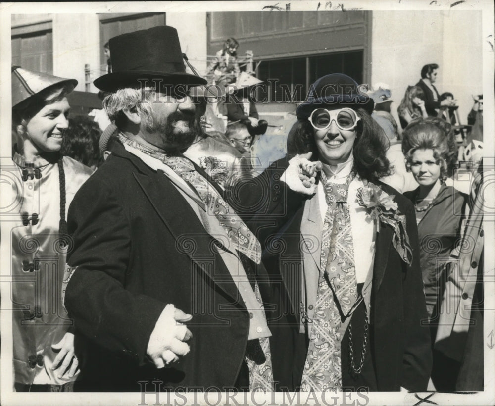 1971 Mardi Gras goers enjoy dressing in wacky costumes  - Historic Images