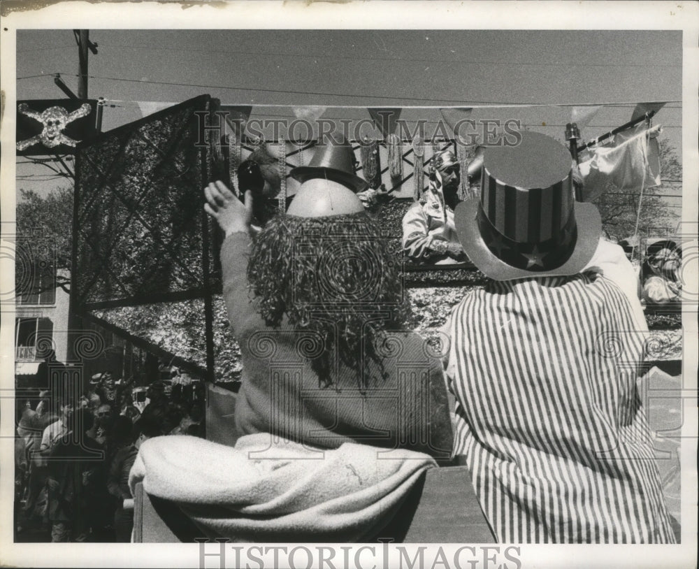 1971 Carnival Maskers at Mardi Gras on St. Charles Ave.  - Historic Images