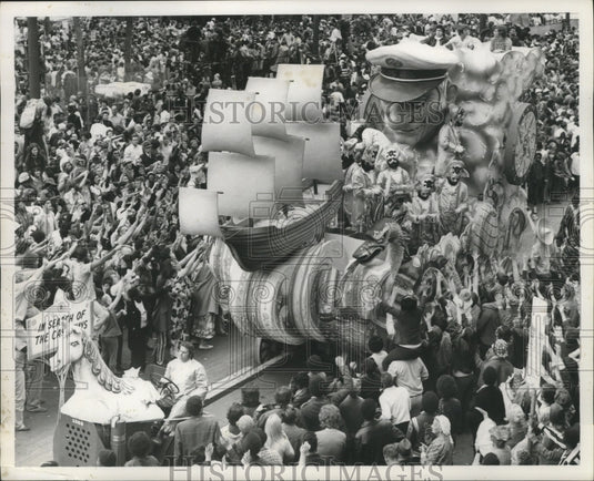 1972 Mardi Gras Parade Includes a Pirate Ship, New Orleans - Historic Images