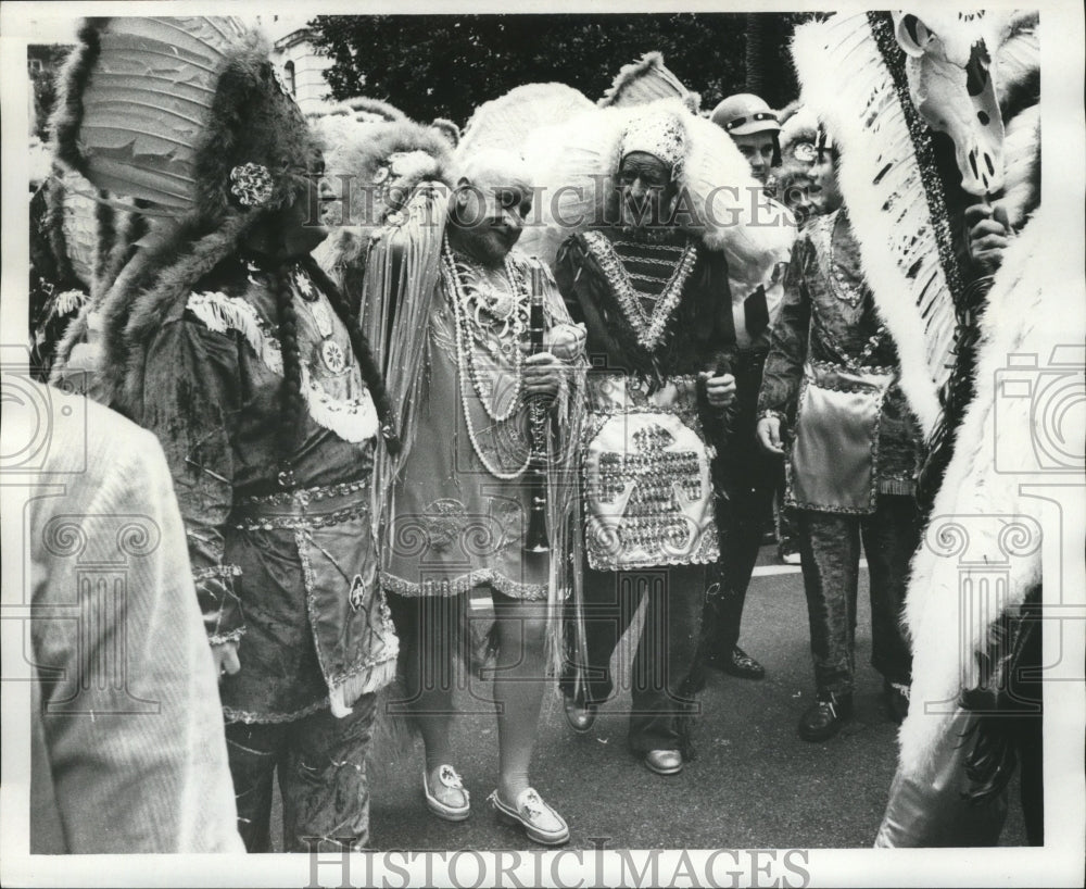 1973 Men Dressed as Indians as Carnival Maskers in New Orleans - Historic Images