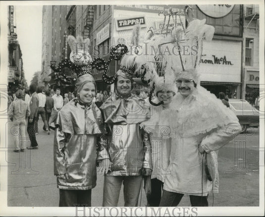 1973 People in Costumes & Hats as Carnival Maskers in New Orleans - Historic Images