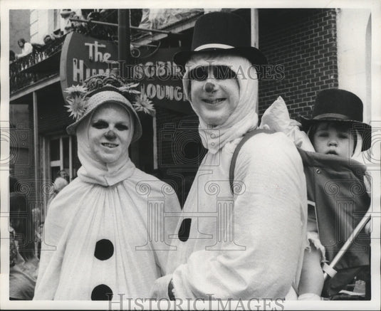 1973 Couple & Child in Costume for Carnival Maskers in New Orleans - Historic Images