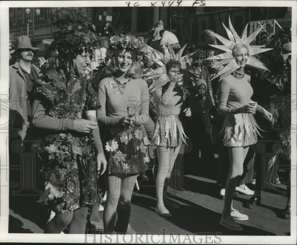 1974 Pretty Girls in Costumes at Mardi Gras in New Orleans - Historic Images