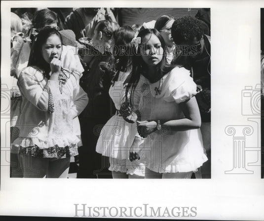 1974 Three Girls in Costumes for Carnival Maskers in New Orleans - Historic Images