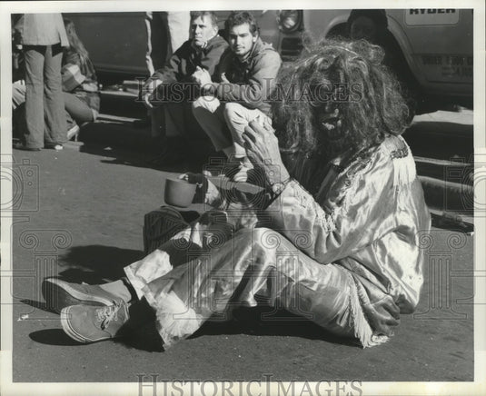 1974 Carnival Masker Sitting on Street in New Orleans  - Historic Images