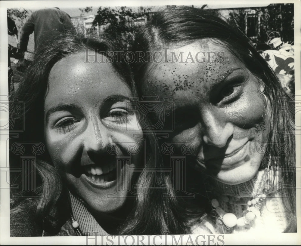 1974 Decorated Carnival Masker Faces at Mardi Gras in New Orleans - Historic Images