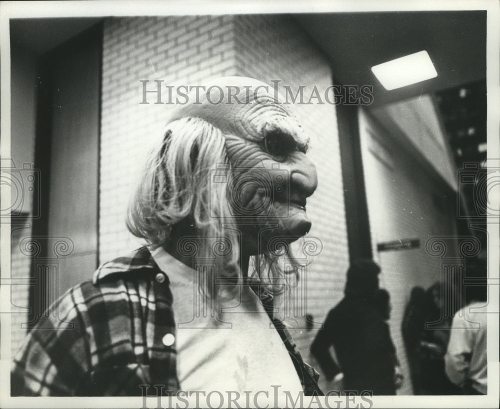 1975 Carnival Masker Wearing as an Old Man Mask in New Orleans - Historic Images