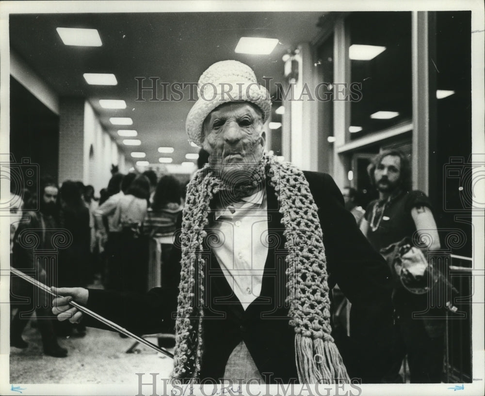 1975 Carnival Masker as Old Man with Hat &amp; Scarf in New Orleans - Historic Images