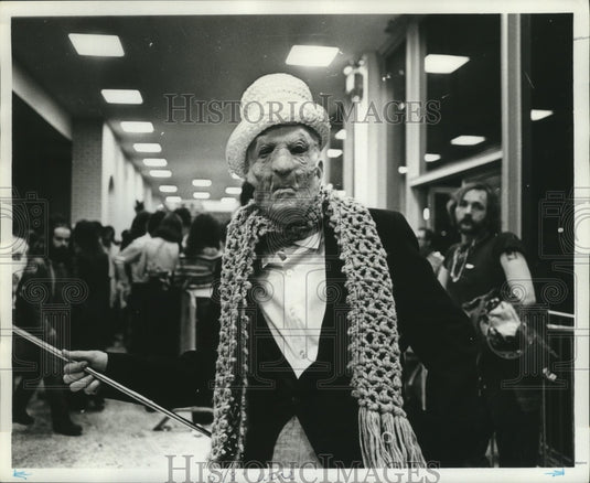 1975 Carnival Masker as Old Man with Hat & Scarf in New Orleans - Historic Images
