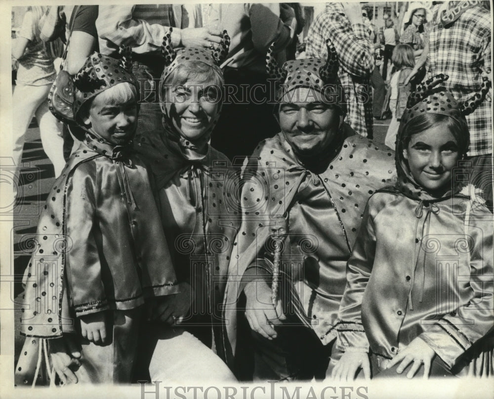 1975 Family of Four Carnival Maskers in New Orleans  - Historic Images