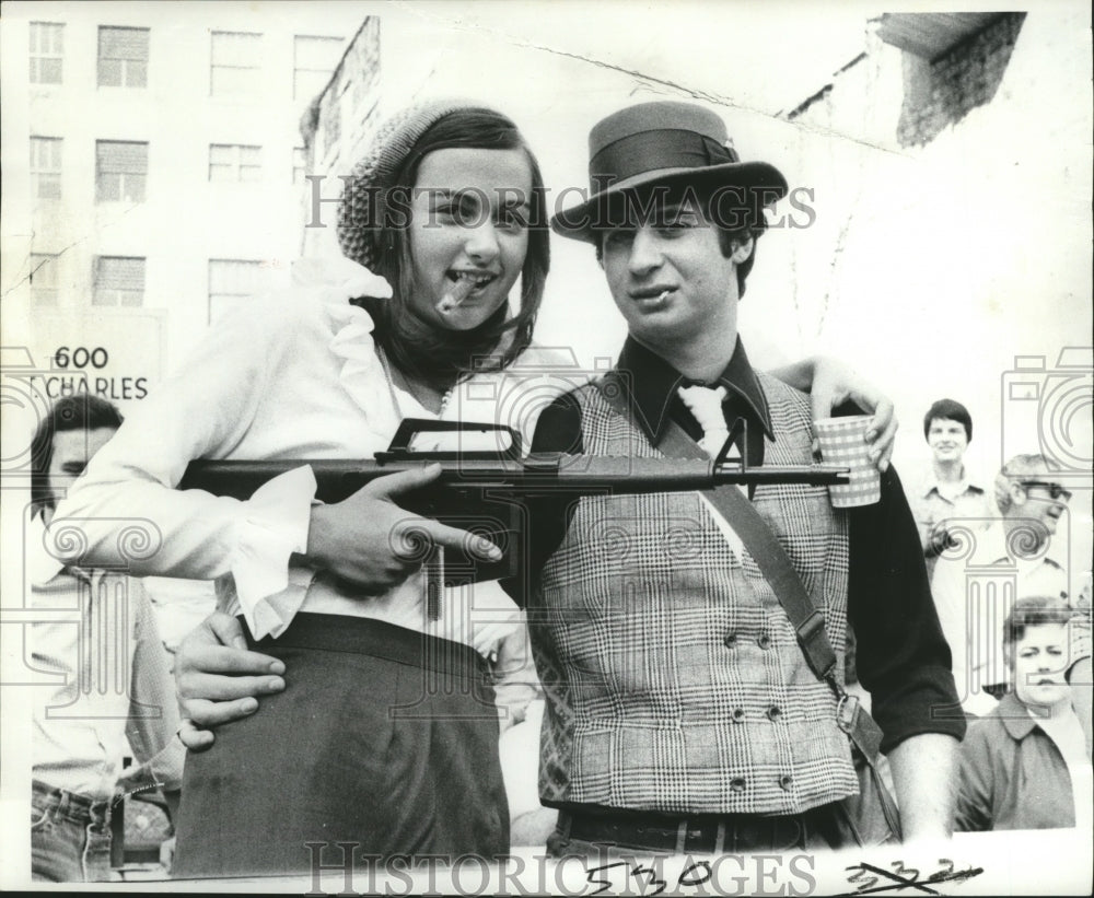 1975 Carnival Maskers Couple as Bad Guys in New Orleans  - Historic Images