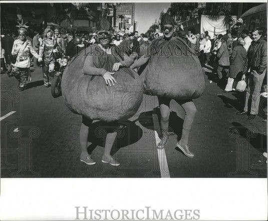 1974 Two People in Prunes Costume for Mardi Gras in New Orleans - Historic Images
